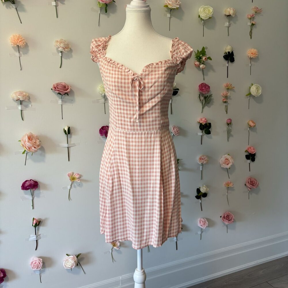 Reformation Pink & White Gingham Mini Dress
